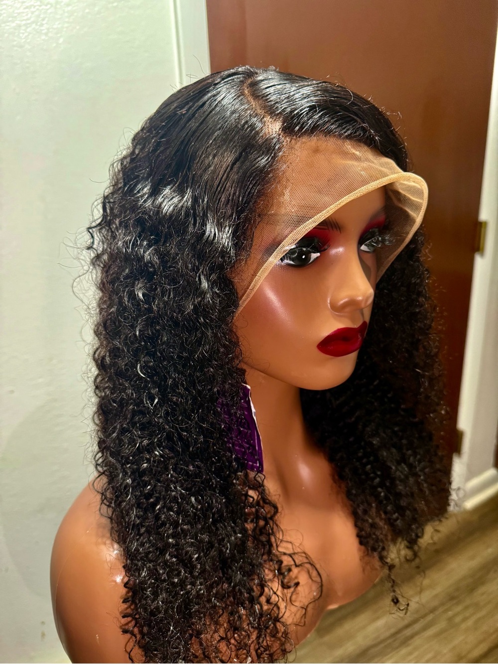 Natural Curly Lace Front Wig - Black - Unbranded 20 inches